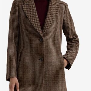 Lauren Ralph Lauren Brown Wool Houndstooth Coat